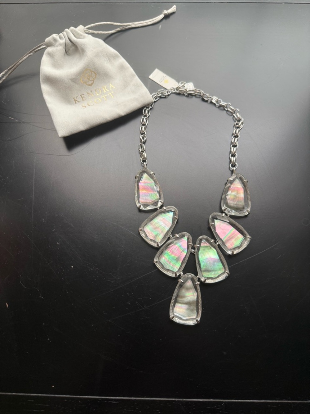 Kendra Scott Iridescent Harlow Statement Necklace - Silver Tone